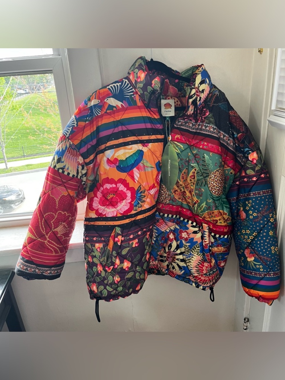farm rio mixed scarves puffer jacket / coat